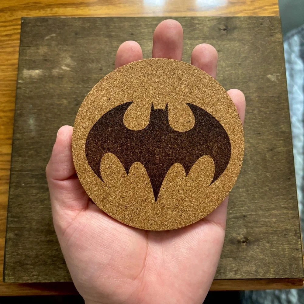 Batman Michael Keaton Logo Laser Engraved Cork Coaster